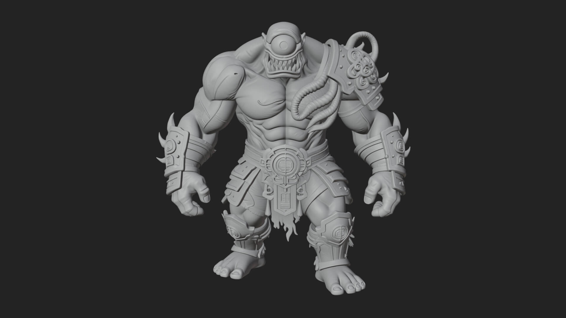 One-Eyed Ogre Brute Statue Design 2 3D Print Model 3D Model