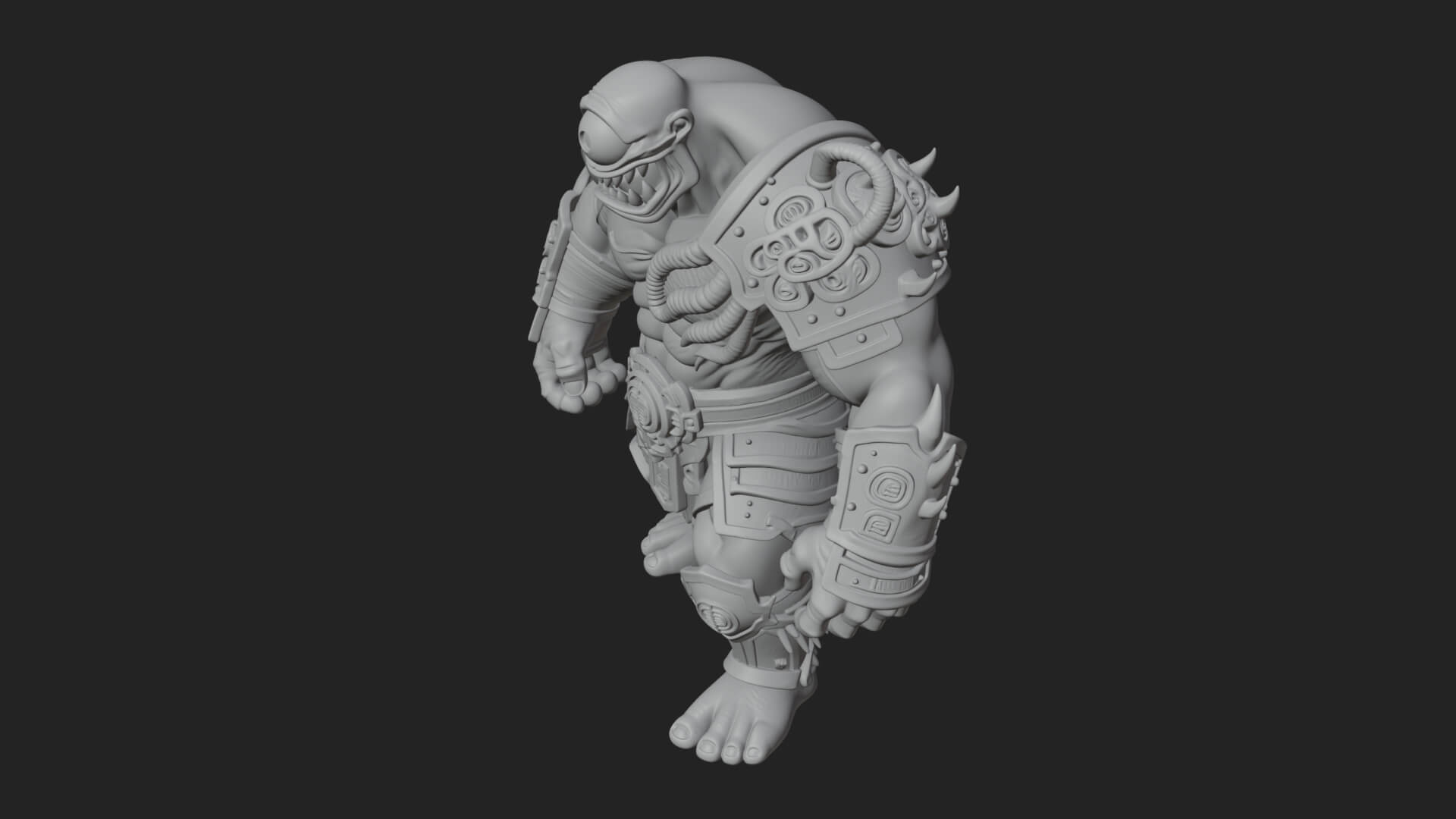 One-Eyed Ogre Brute Statue Design 2 3D Print Model 3D Model