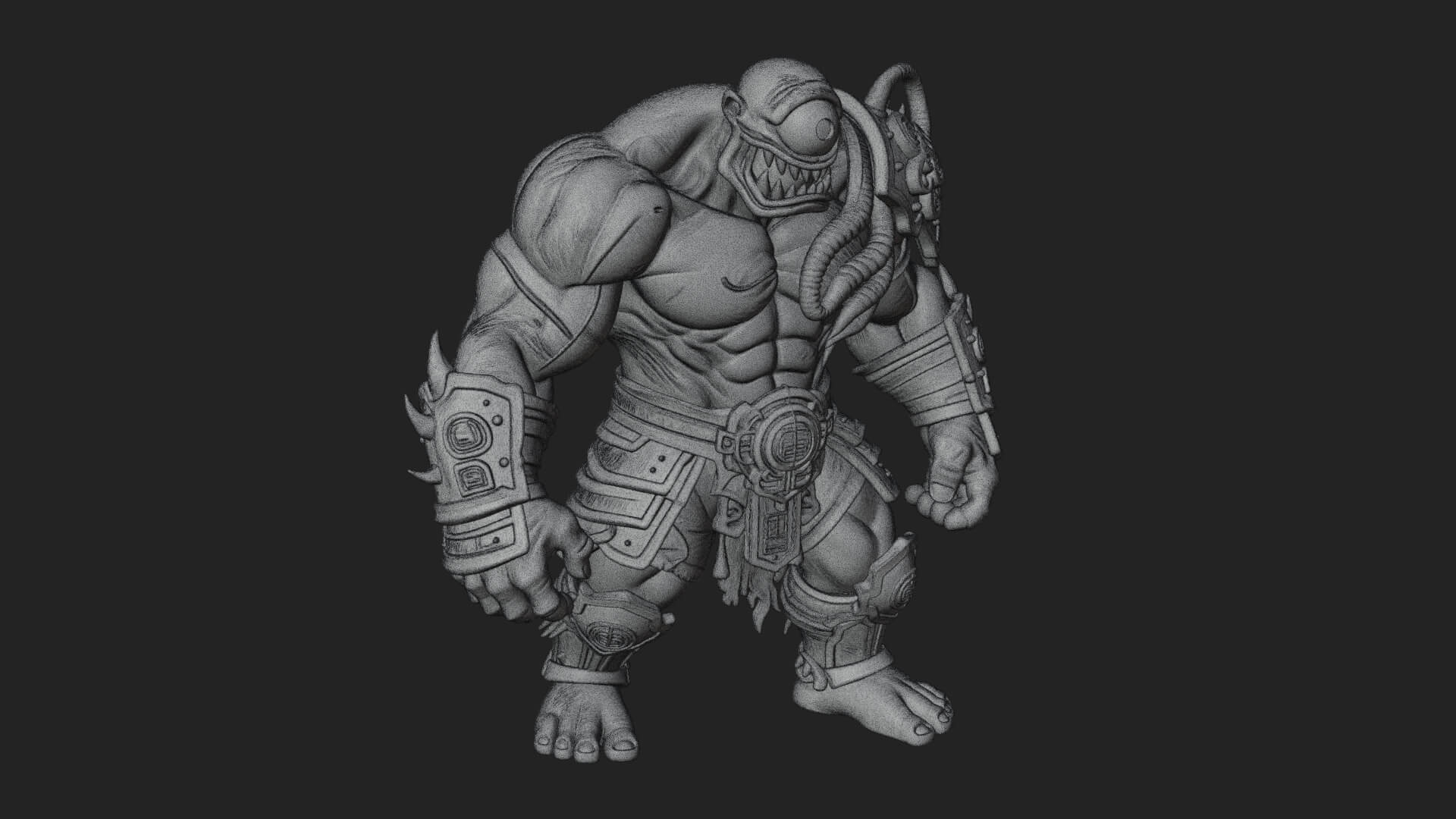 One-Eyed Ogre Brute Statue Design 2 3D Print Model 3D Model