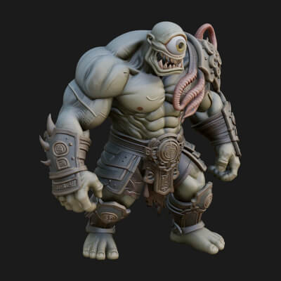 One-Eyed Ogre Brute Statue Design 2 3D Print Model