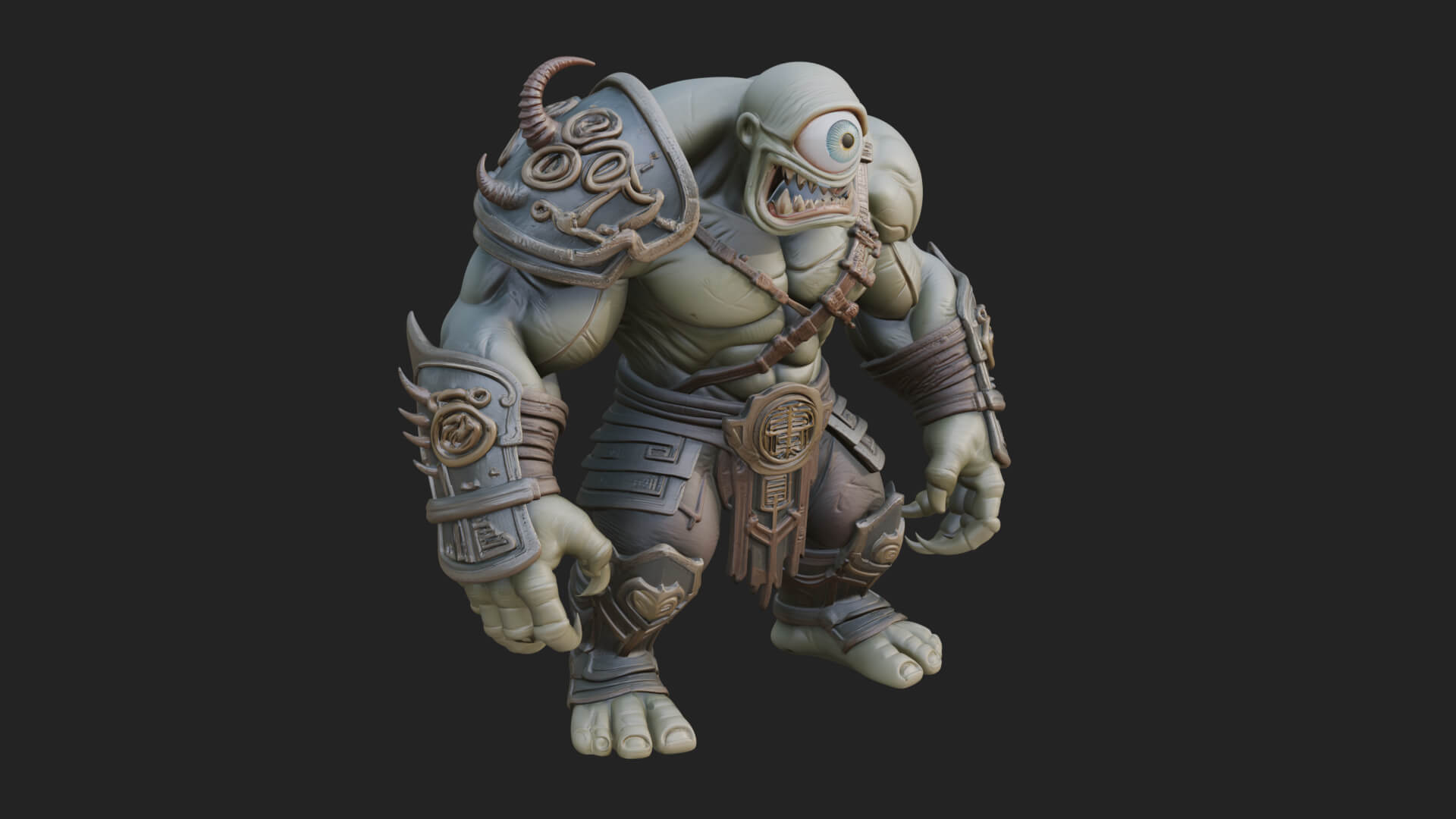 One-Eyed Ogre Brute Statue Design 3 3D Print Model 3D Model