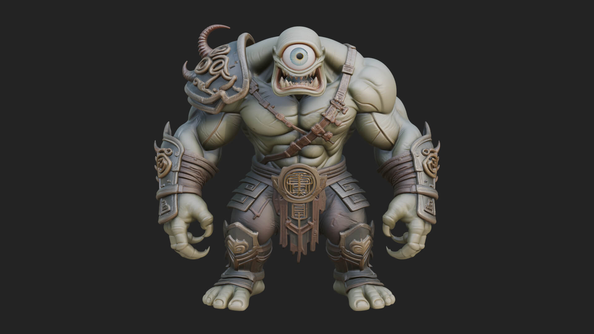 One-Eyed Ogre Brute Statue Design 3 3D Print Model 3D Model