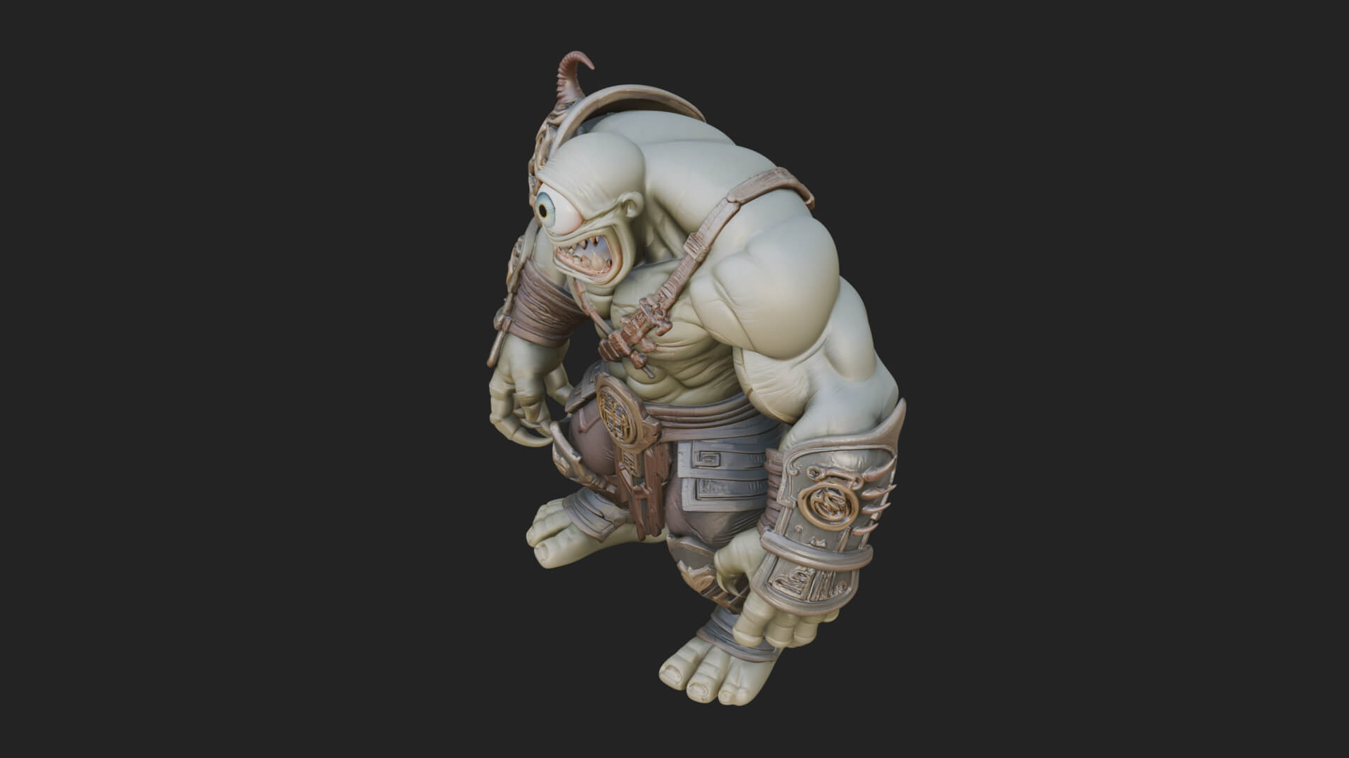 One-Eyed Ogre Brute Statue Design 3 3D Print Model 3D Model