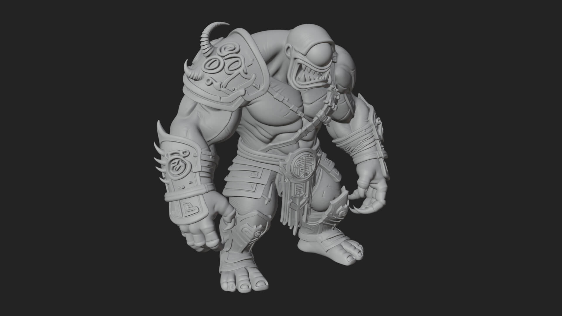 One-Eyed Ogre Brute Statue Design 3 3D Print Model 3D Model