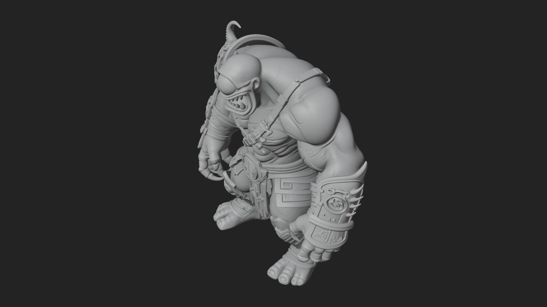 One-Eyed Ogre Brute Statue Design 3 3D Print Model 3D Model