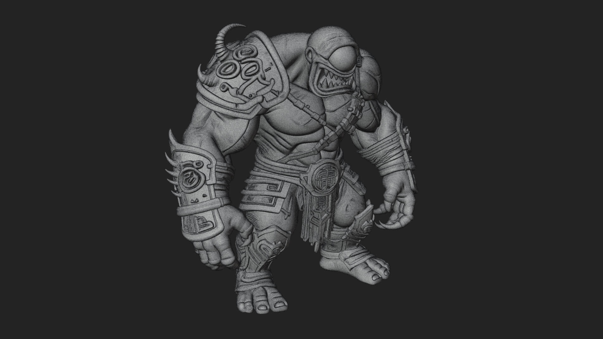 One-Eyed Ogre Brute Statue Design 3 3D Print Model 3D Model