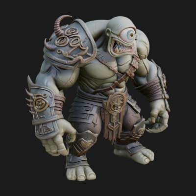One-Eyed Ogre Brute Statue Design 3 3D Print Model