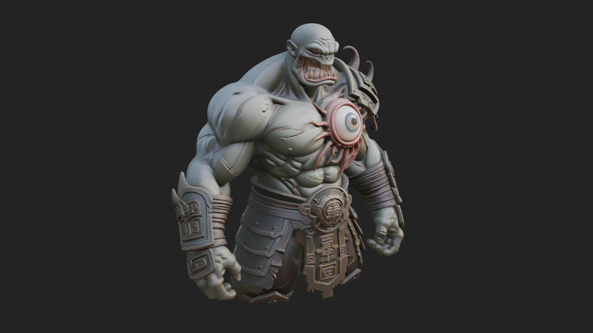One-Eyed Ogre Brute Statue Design 4 3D Print Model 3D Model