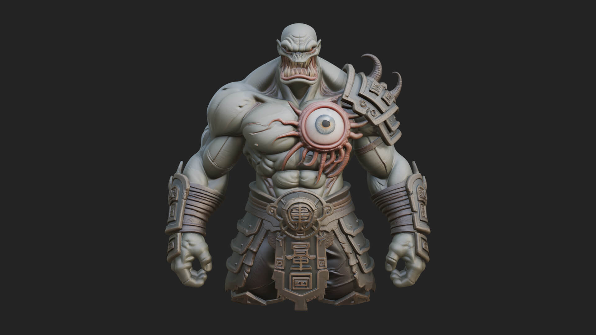 One-Eyed Ogre Brute Statue Design 4 3D Print Model 3D Model