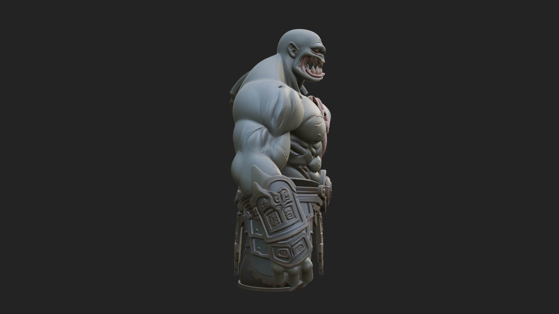 One-Eyed Ogre Brute Statue Design 4 3D Print Model 3D Model