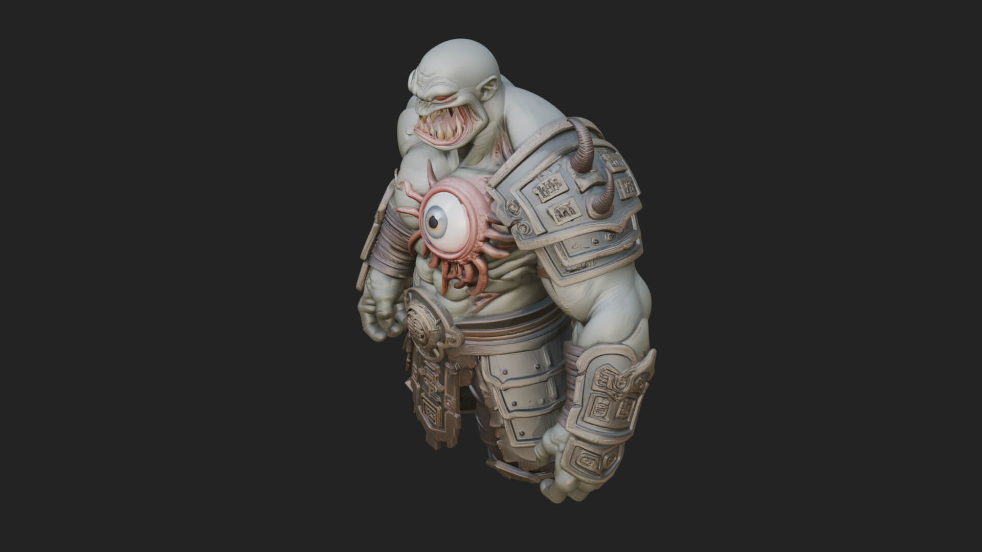 One-Eyed Ogre Brute Statue Design 4 3D Print Model 3D Model