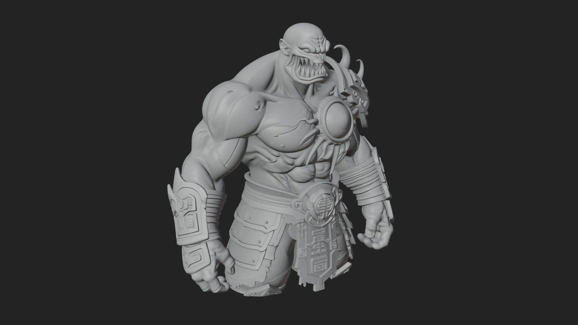 One-Eyed Ogre Brute Statue Design 4 3D Print Model 3D Model