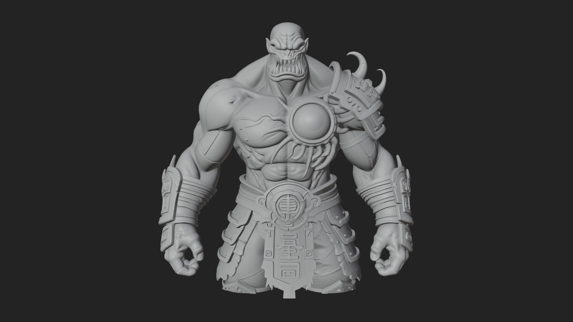One-Eyed Ogre Brute Statue Design 4 3D Print Model 3D Model