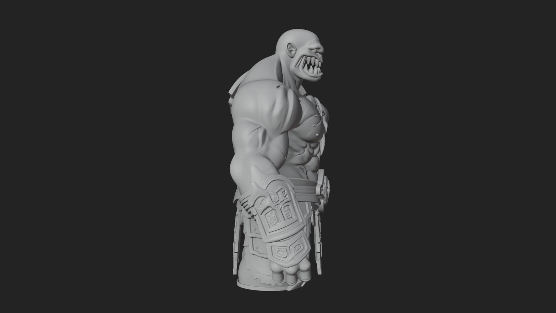 One-Eyed Ogre Brute Statue Design 4 3D Print Model 3D Model