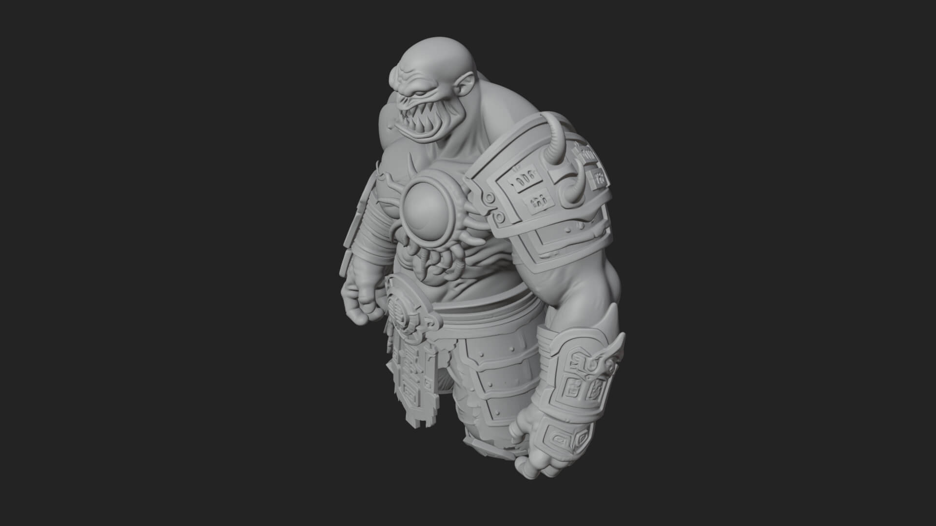 One-Eyed Ogre Brute Statue Design 4 3D Print Model 3D Model