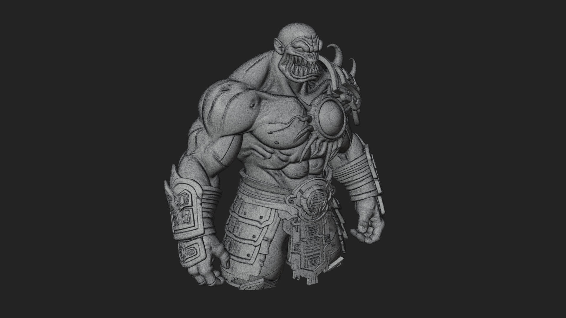 One-Eyed Ogre Brute Statue Design 4 3D Print Model 3D Model