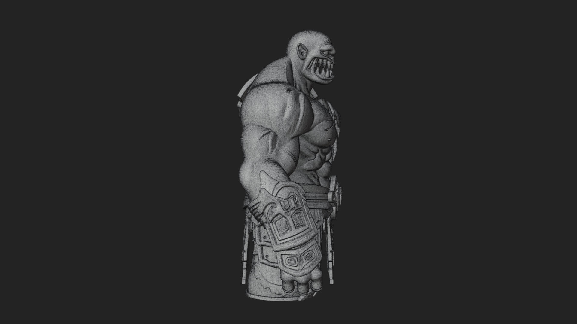 One-Eyed Ogre Brute Statue Design 4 3D Print Model 3D Model