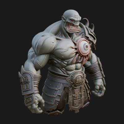 One-Eyed Ogre Brute Statue Design 4 3D Print Model