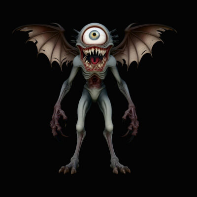 One-Eyed Winged Demon Statue Design 3 3D Print Model