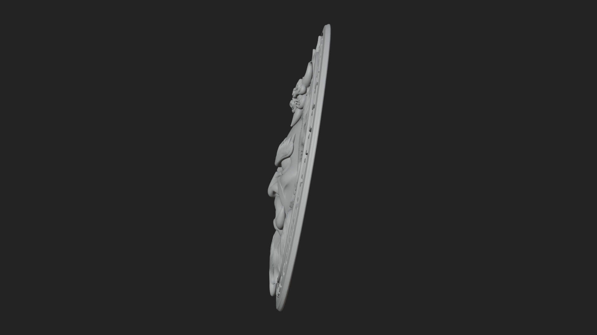 Oni Demon Face Oval Plaque Design 2 3D Print Model 3D Model