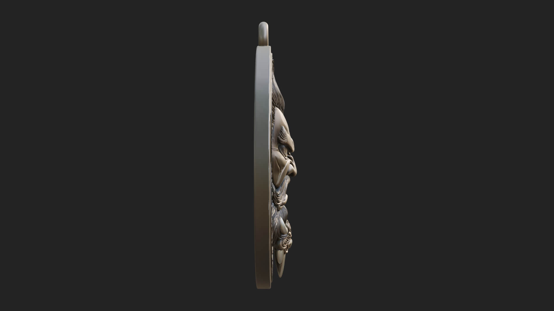 Oni Demon Face Oval Plaque Design 3 3D Print Model 3D Model