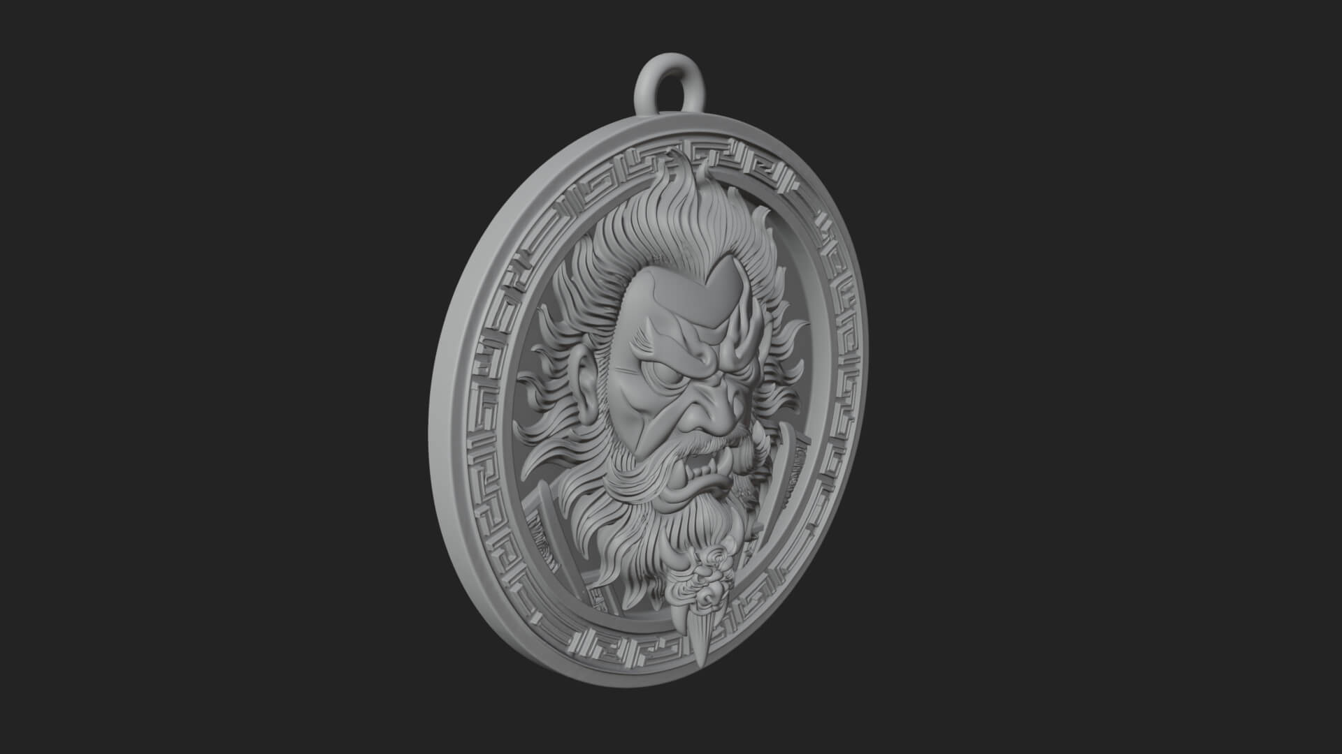 Oni Demon Face Oval Plaque Design 3 3D Print Model 3D Model