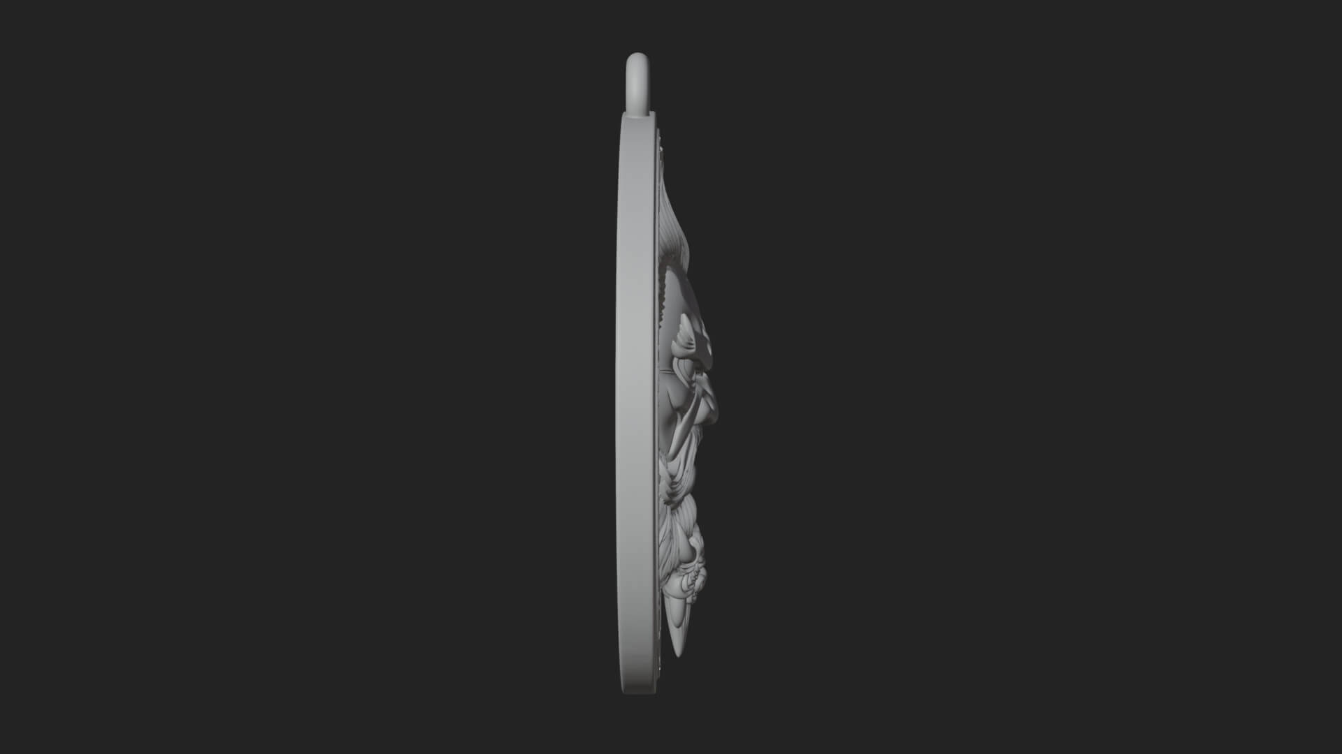 Oni Demon Face Oval Plaque Design 3 3D Print Model 3D Model