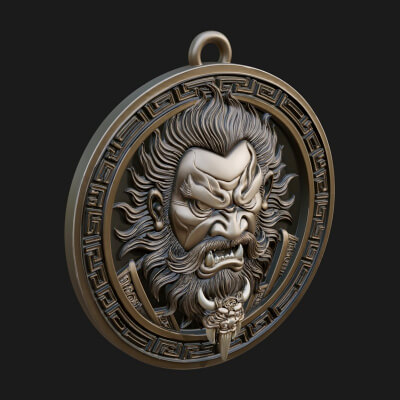 Oni Demon Face Oval Plaque Design 3 3D Print Model