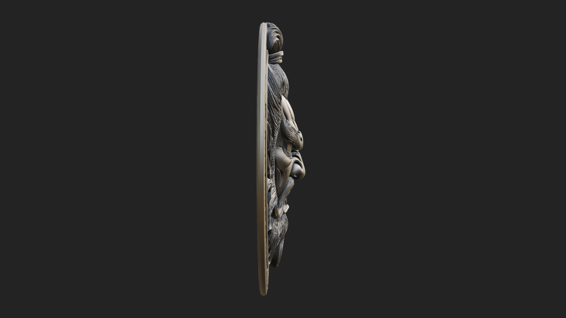 Oni Demon Face Oval Plaque Design 4 3D Print Model 3D Model