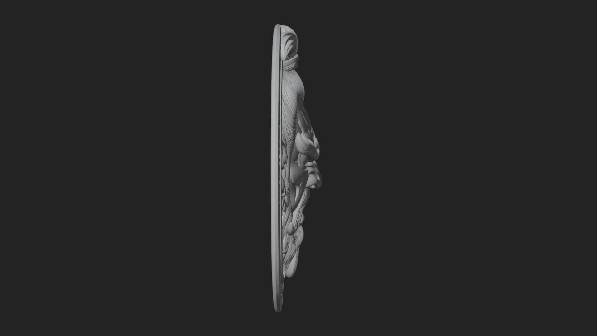Oni Demon Face Oval Plaque Design 4 3D Print Model 3D Model