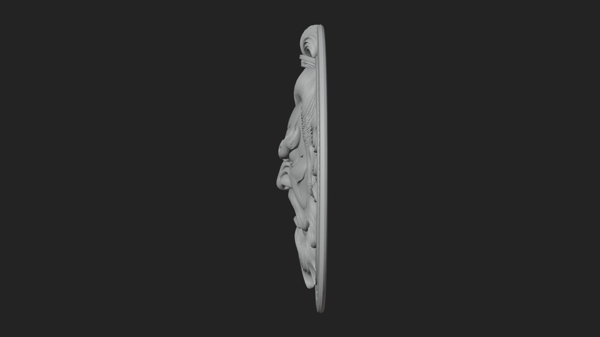 Oni Demon Face Oval Plaque Design 4 3D Print Model 3D Model