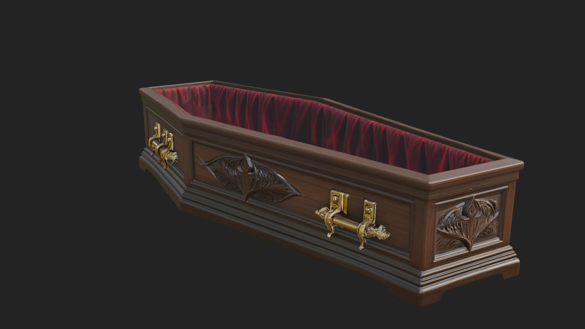 Open Wooden Coffin Model Design 1 3D Print Model 3D Model