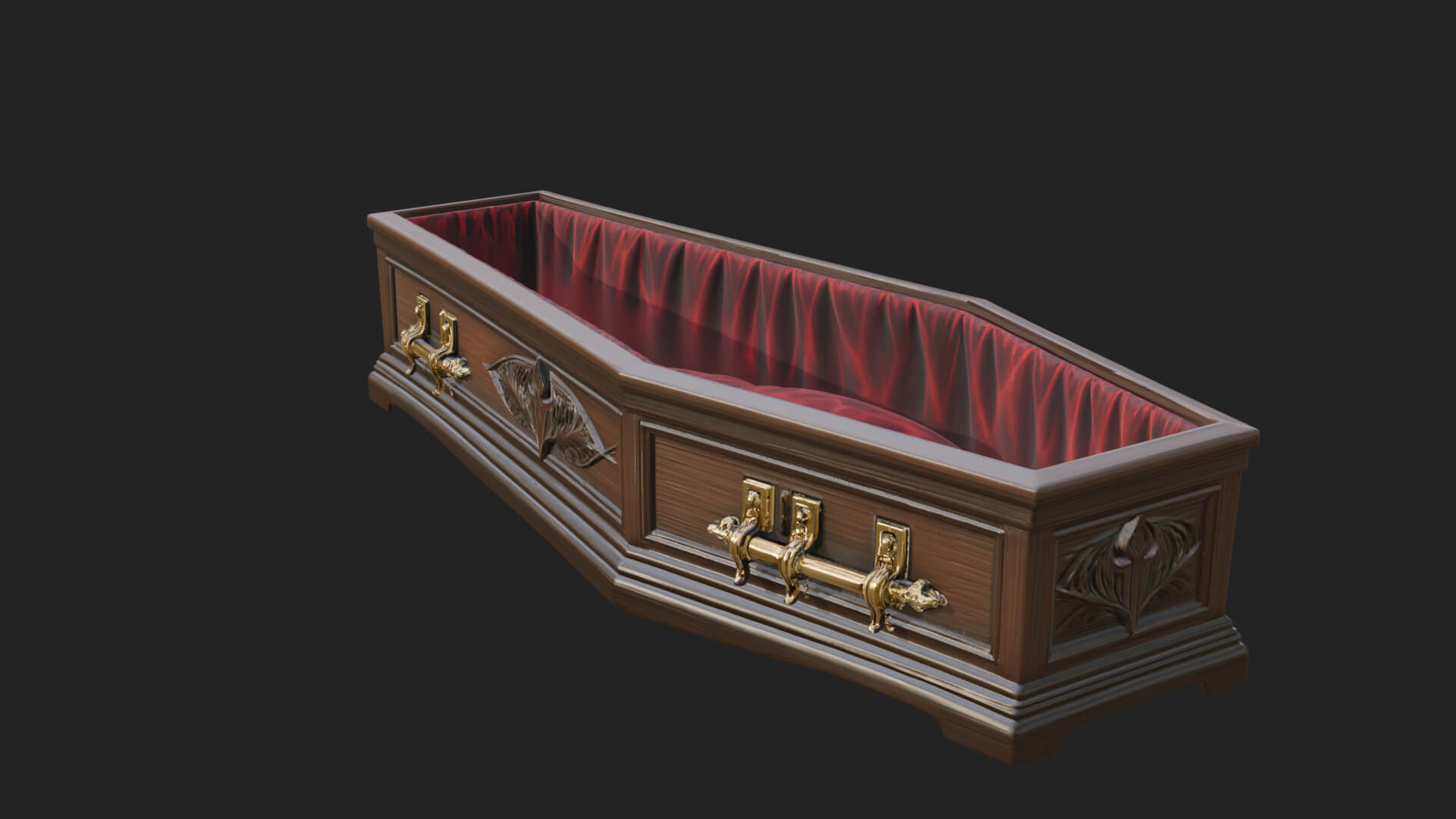 Open Wooden Coffin Model Design 1 3D Print Model 3D Model