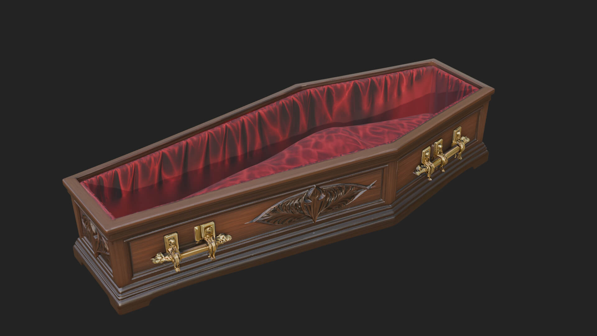 Open Wooden Coffin Model Design 1 3D Print Model 3D Model