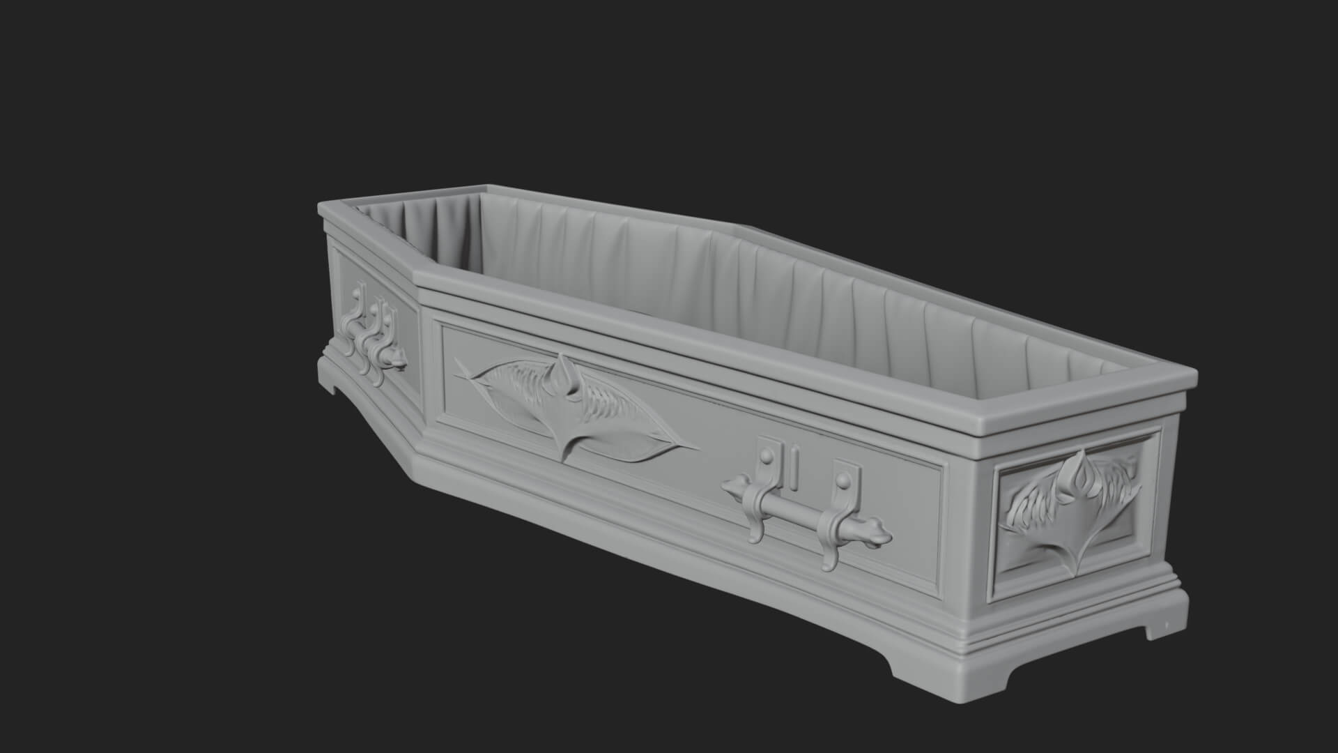 Open Wooden Coffin Model Design 1 3D Print Model 3D Model