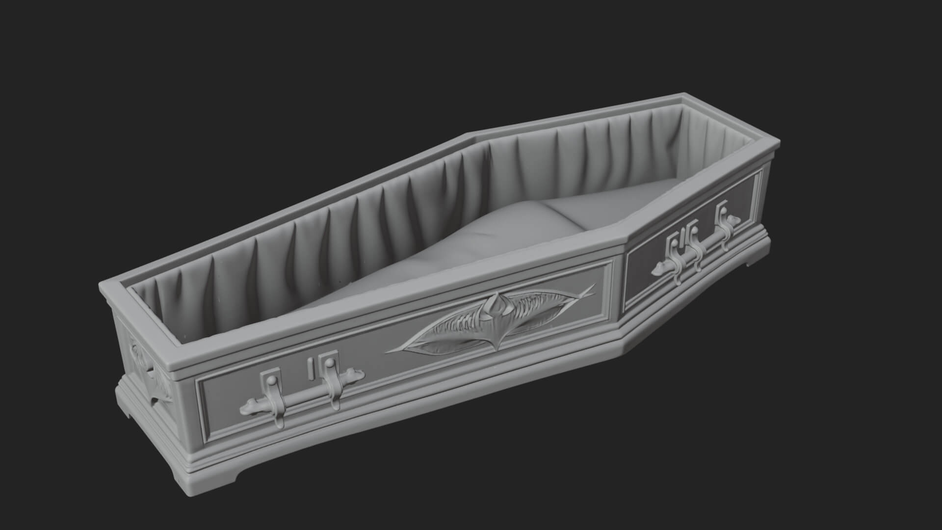 Open Wooden Coffin Model Design 1 3D Print Model 3D Model