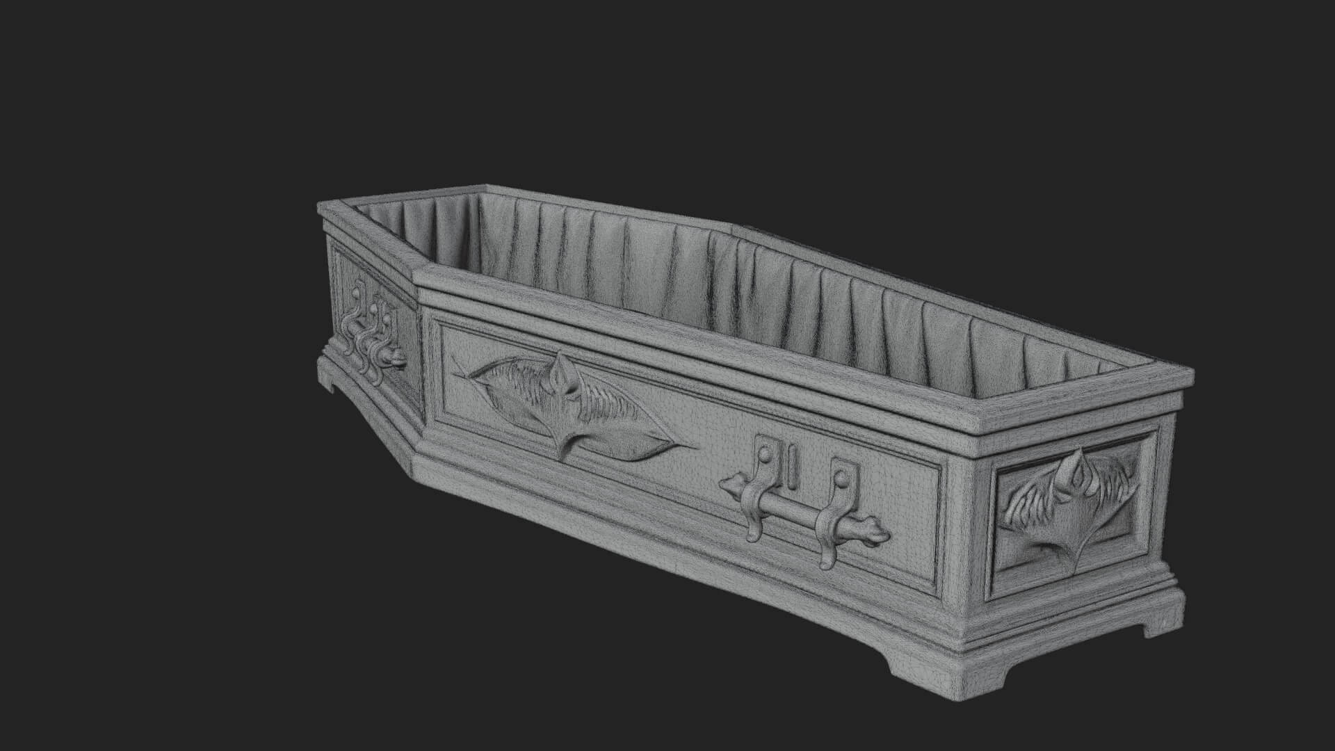Open Wooden Coffin Model Design 1 3D Print Model 3D Model