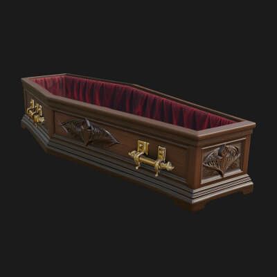 Open Wooden Coffin Model Design 1 3D Print Model