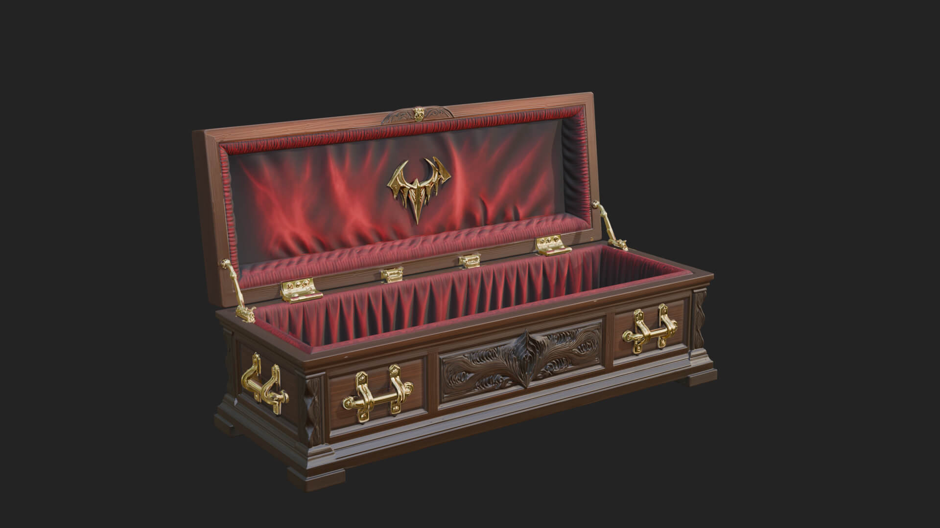 Open Wooden Coffin Model Design 2 3D Print Model 3D Model