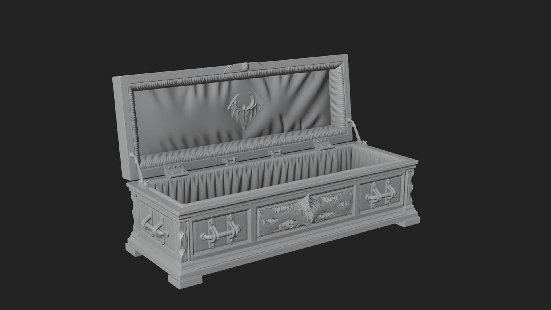 Open Wooden Coffin Model Design 2 3D Print Model 3D Model