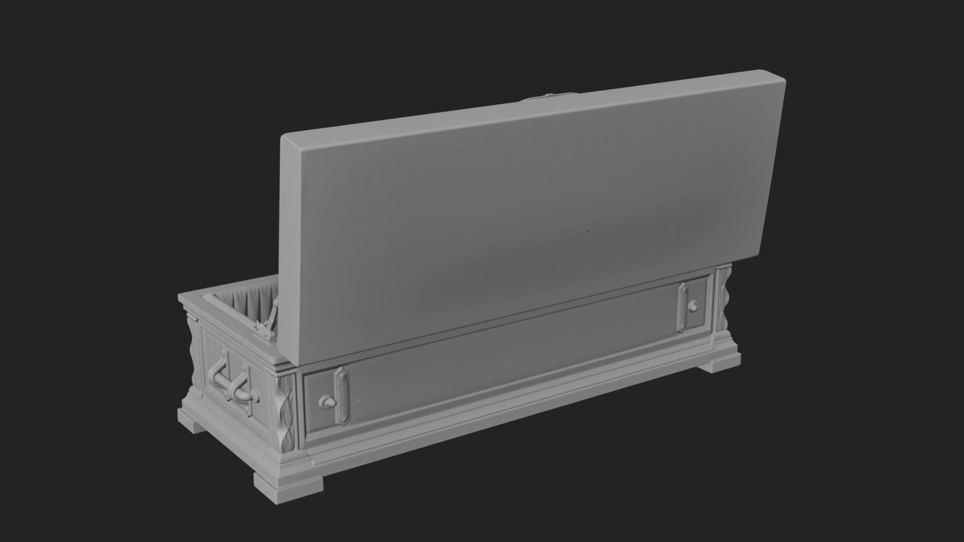 Open Wooden Coffin Model Design 2 3D Print Model 3D Model