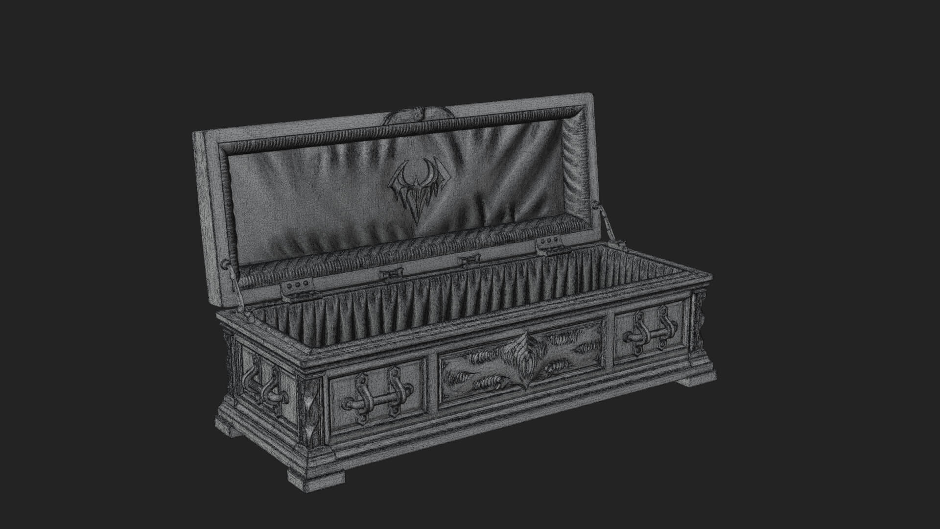 Open Wooden Coffin Model Design 2 3D Print Model 3D Model