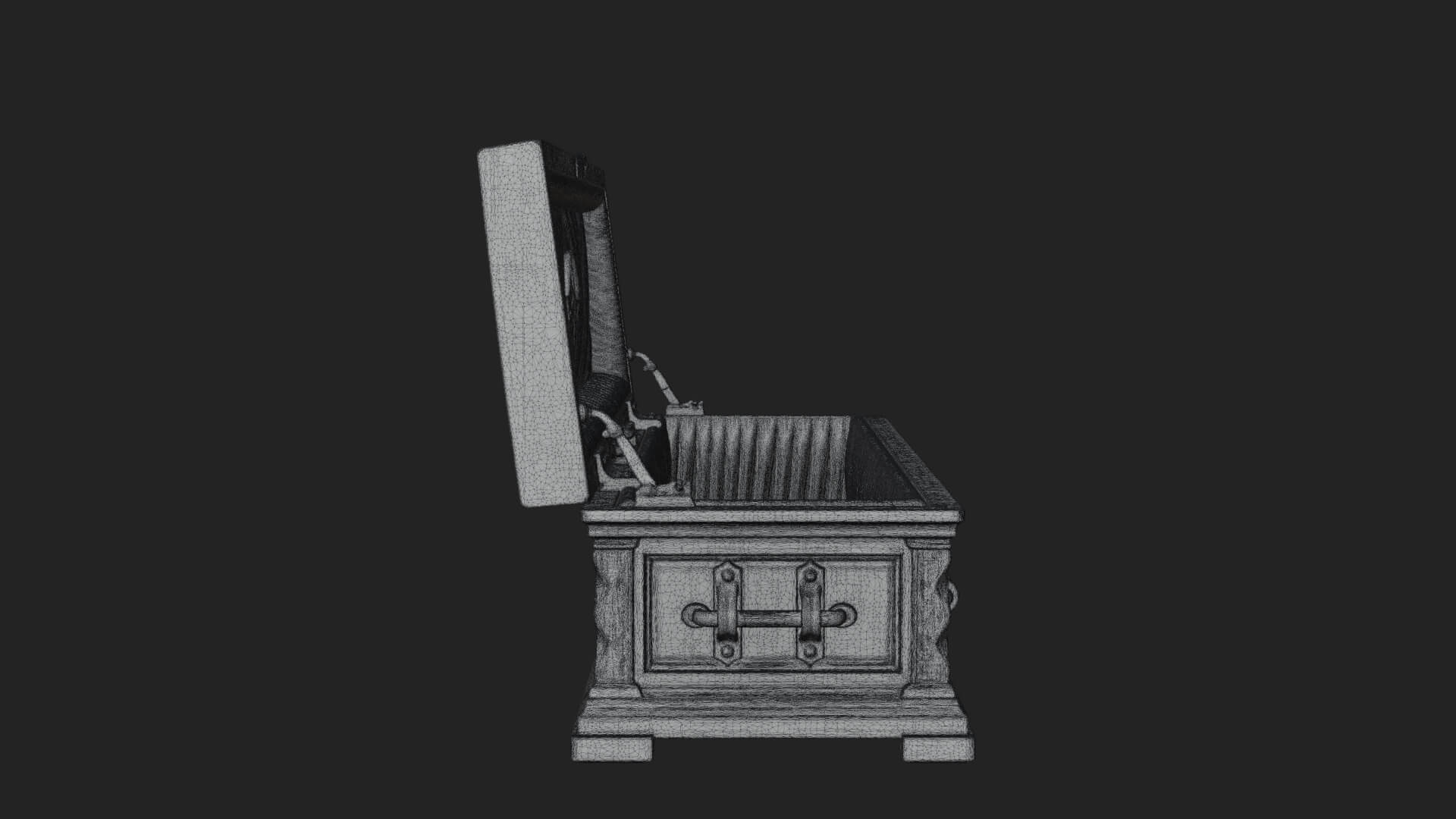 Open Wooden Coffin Model Design 2 3D Print Model 3D Model