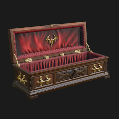 Open Wooden Coffin Model Design 2 3D Print Model