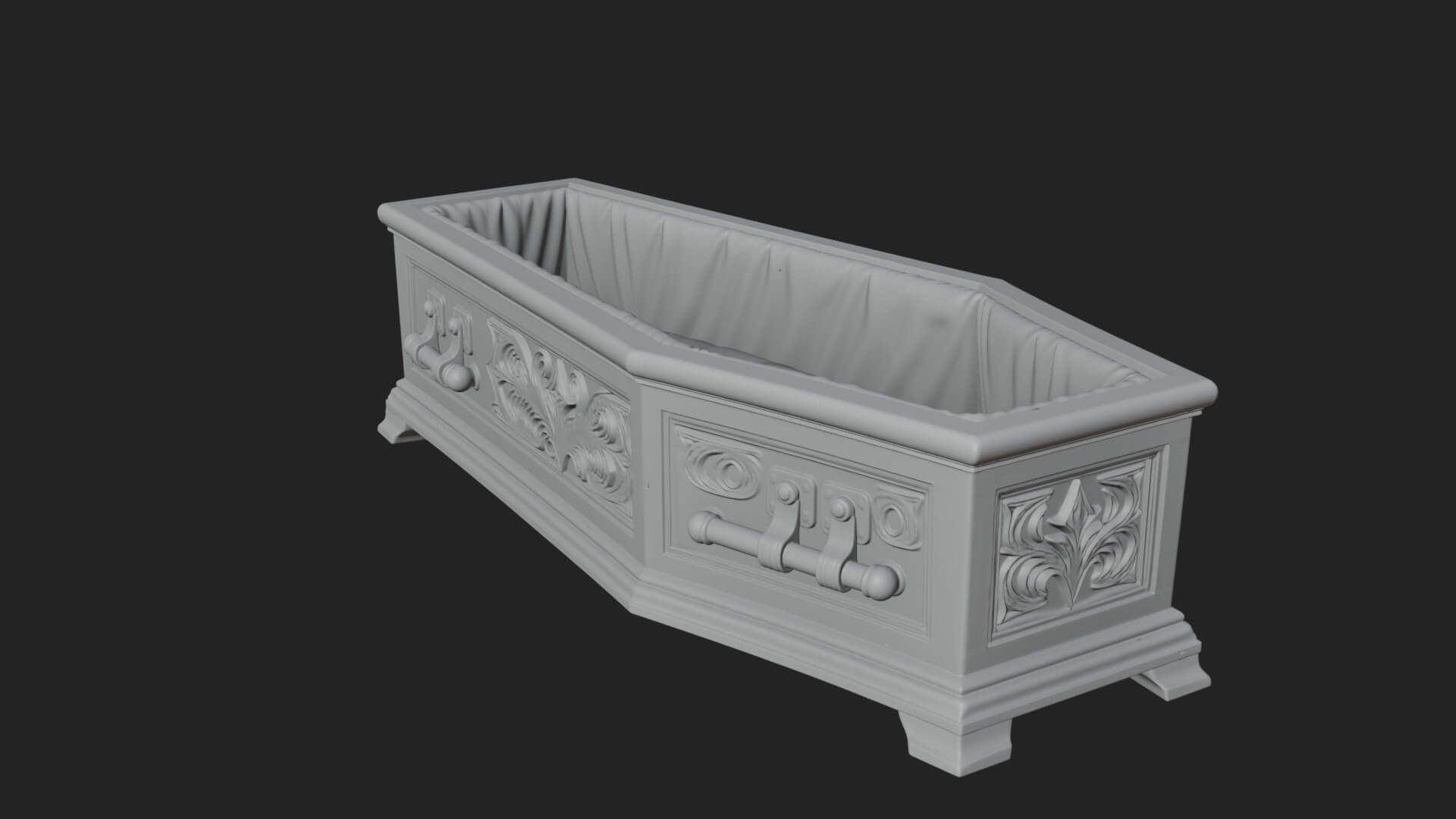 Open Wooden Coffin Model Design 3 3D Print Model 3D Model