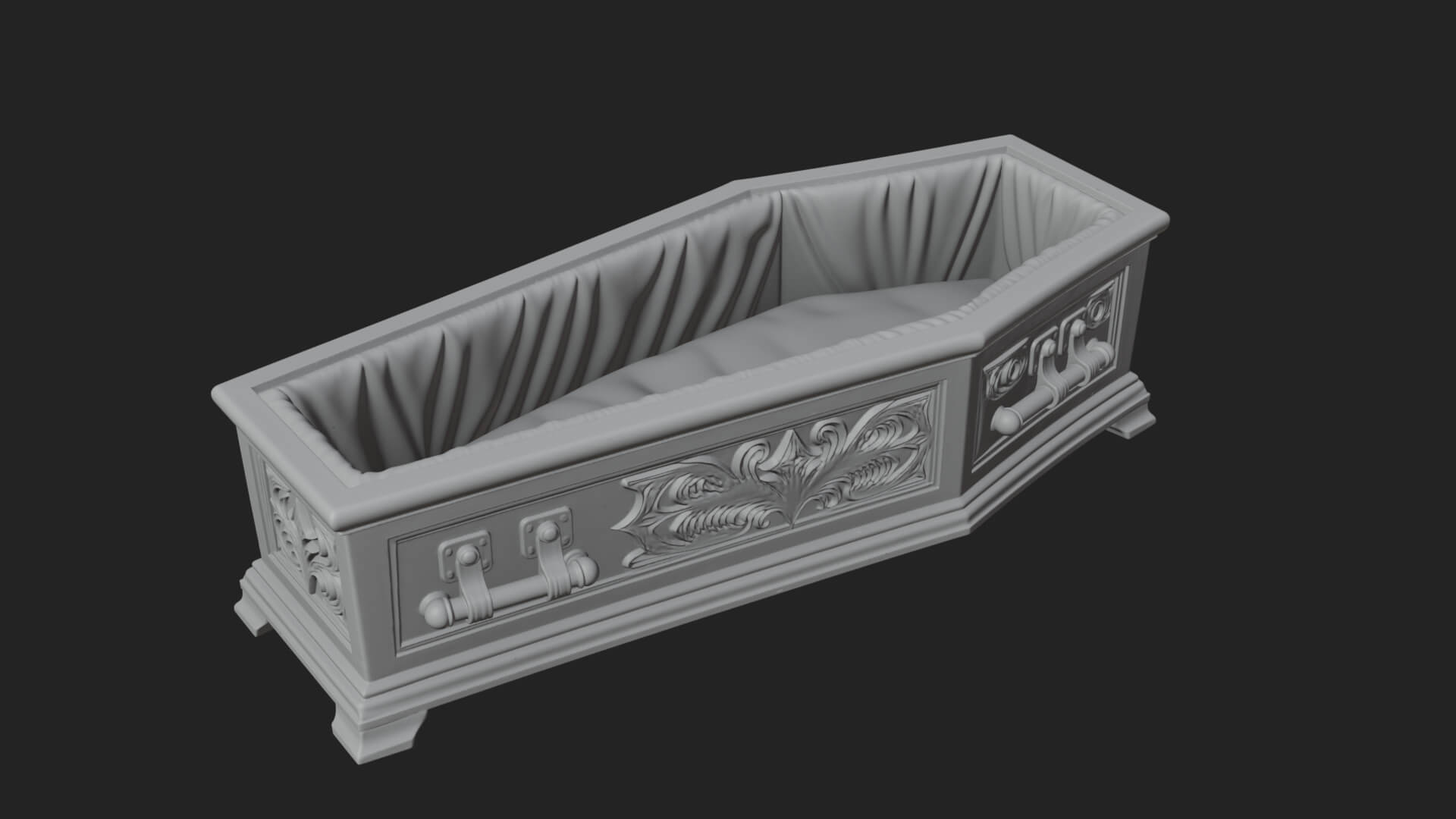 Open Wooden Coffin Model Design 3 3D Print Model 3D Model