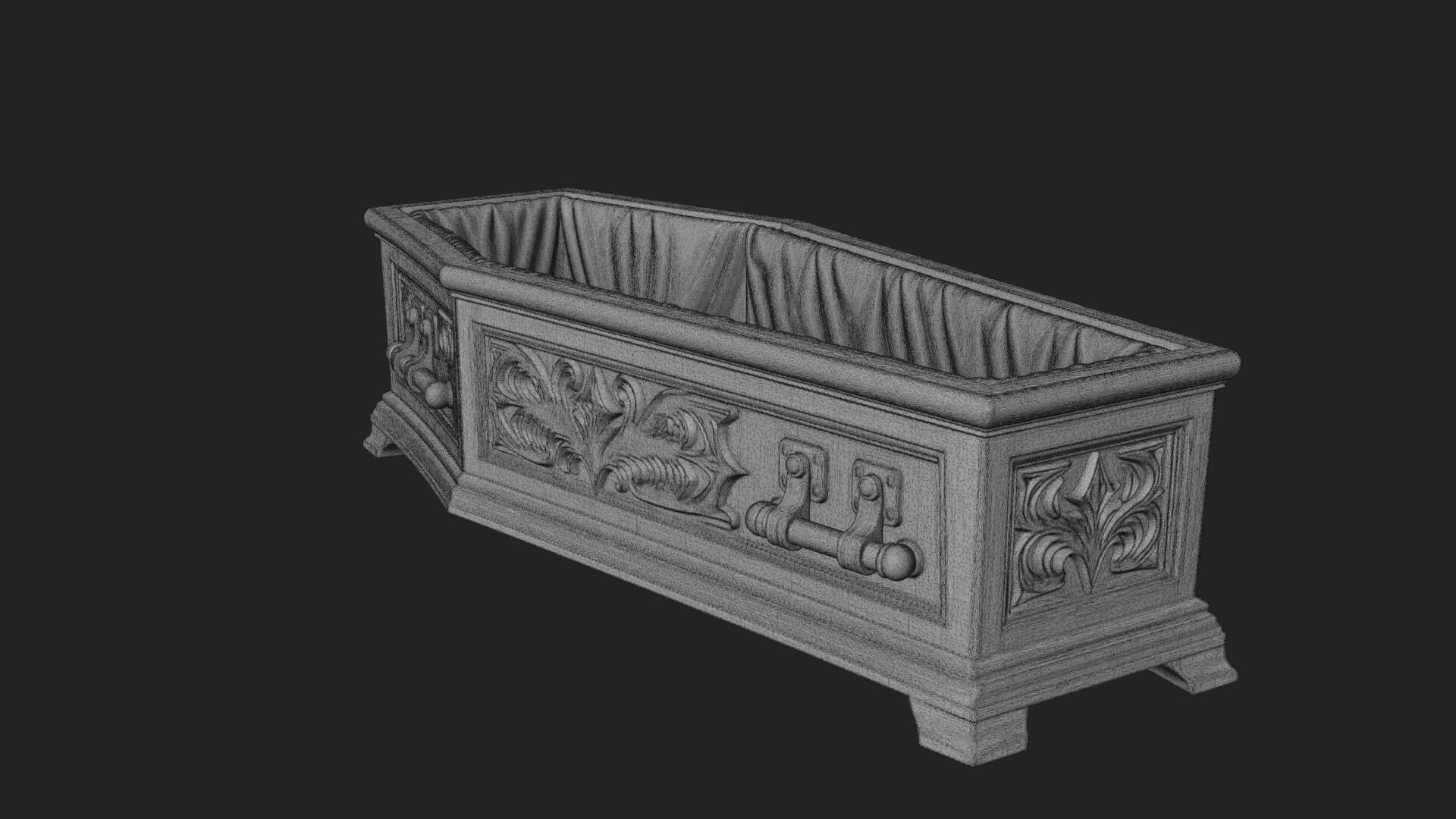 Open Wooden Coffin Model Design 3 3D Print Model 3D Model