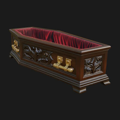 Open Wooden Coffin Model Design 3 3D Print Model