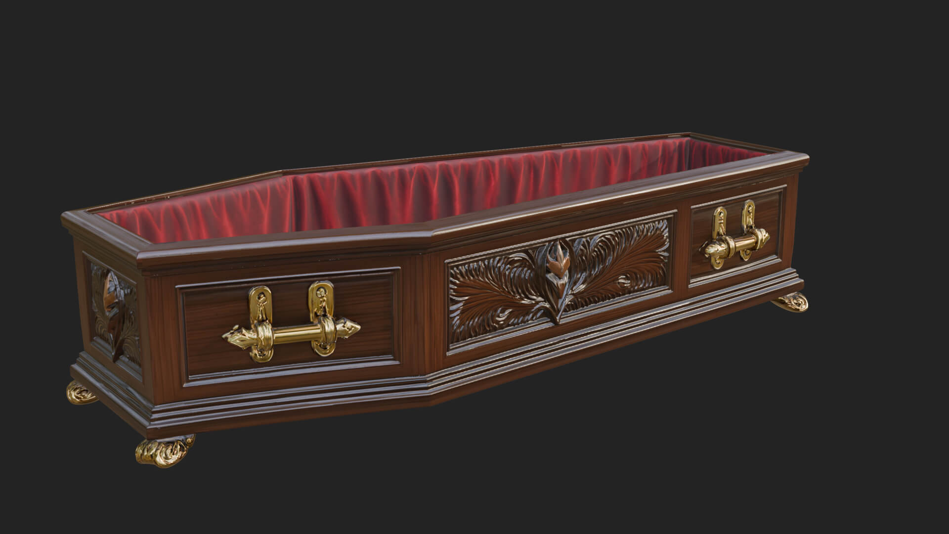 Open Wooden Coffin Model Design 4 3D Print Model 3D Model