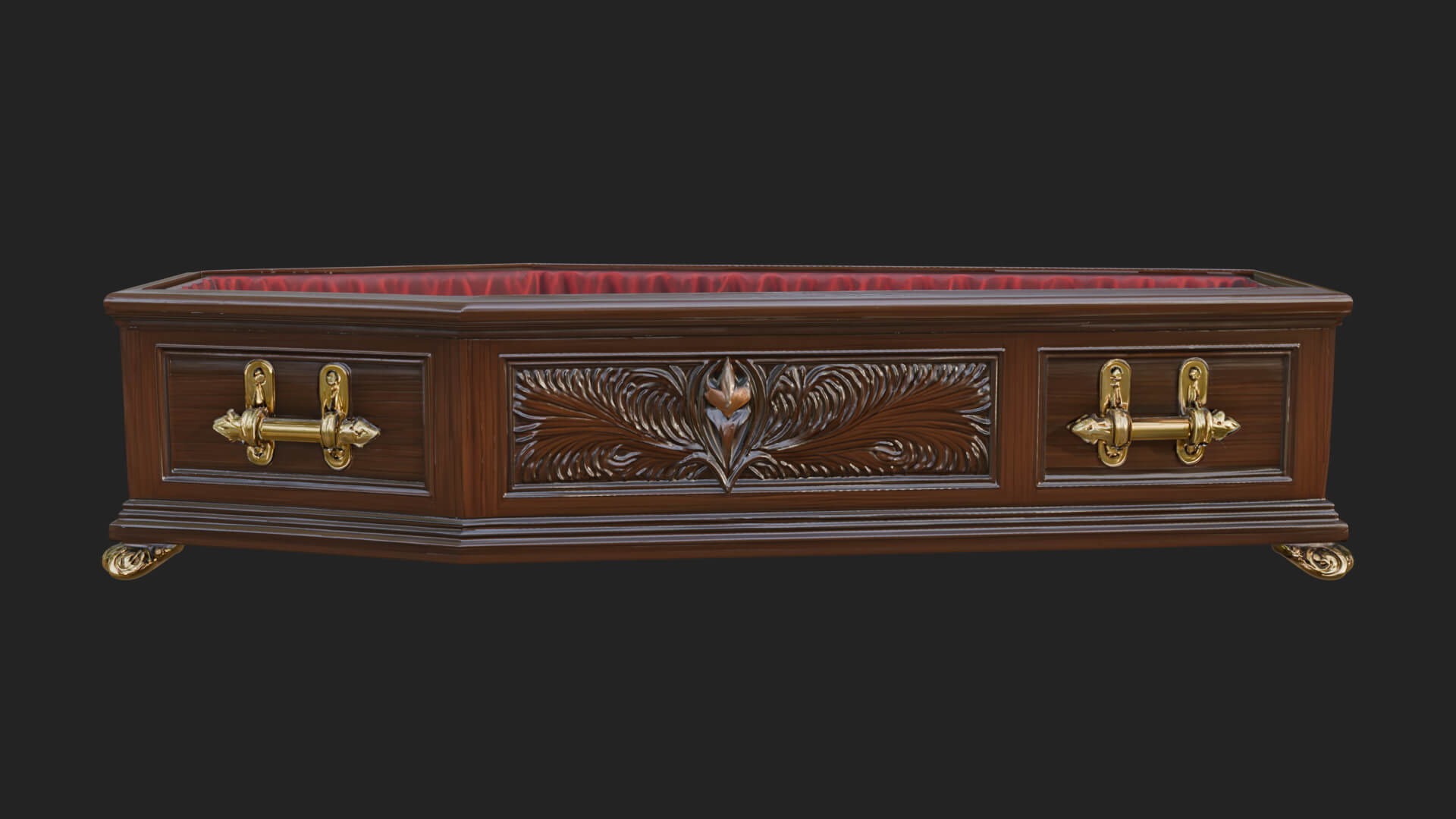 Open Wooden Coffin Model Design 4 3D Print Model 3D Model